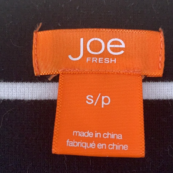 Joe Fresh Wide-Neck Black Top W/White Stripes - Picture 2 of 2